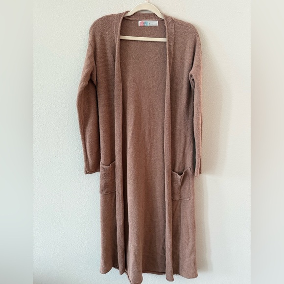 FP Beach Sweaters - FP Beach Free People Cozy Brown Long Cardigan